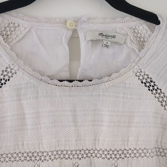 Madewell Summerhouse White Blouson Lace Trim Dress 4 - Picture 5 of 8